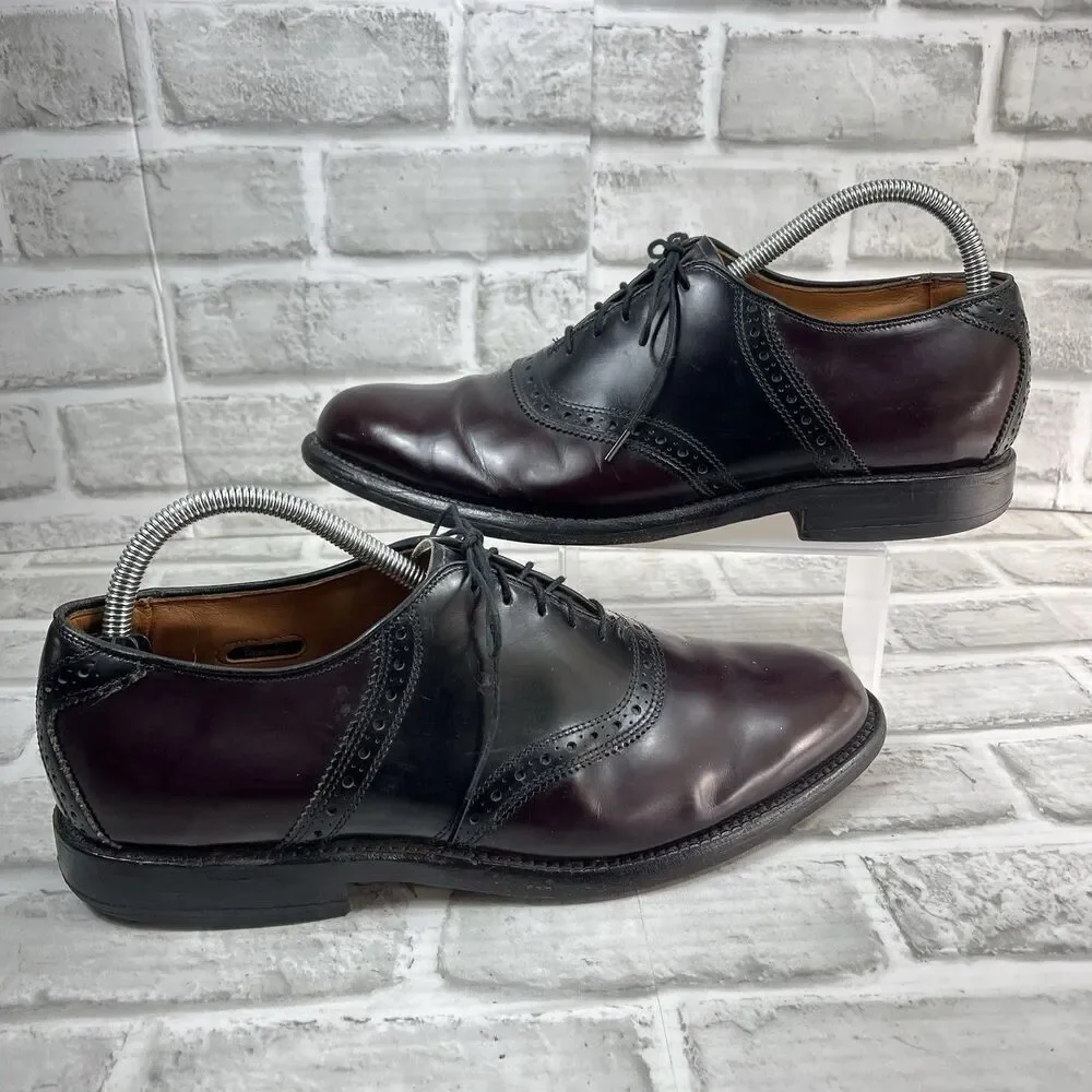 Allen Edmonds Shelton Men's Size 9 D 2-Tone Black and Burgundy Oxfords Shoes